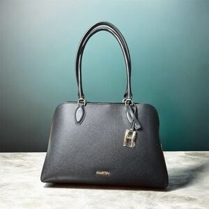 Brand New Halston Luxurious Quincy Signature Logo Top Zip Tote